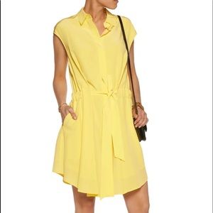 Tory Burch Gigi Cap Sleeve Silk crepe button-up dress w pockets